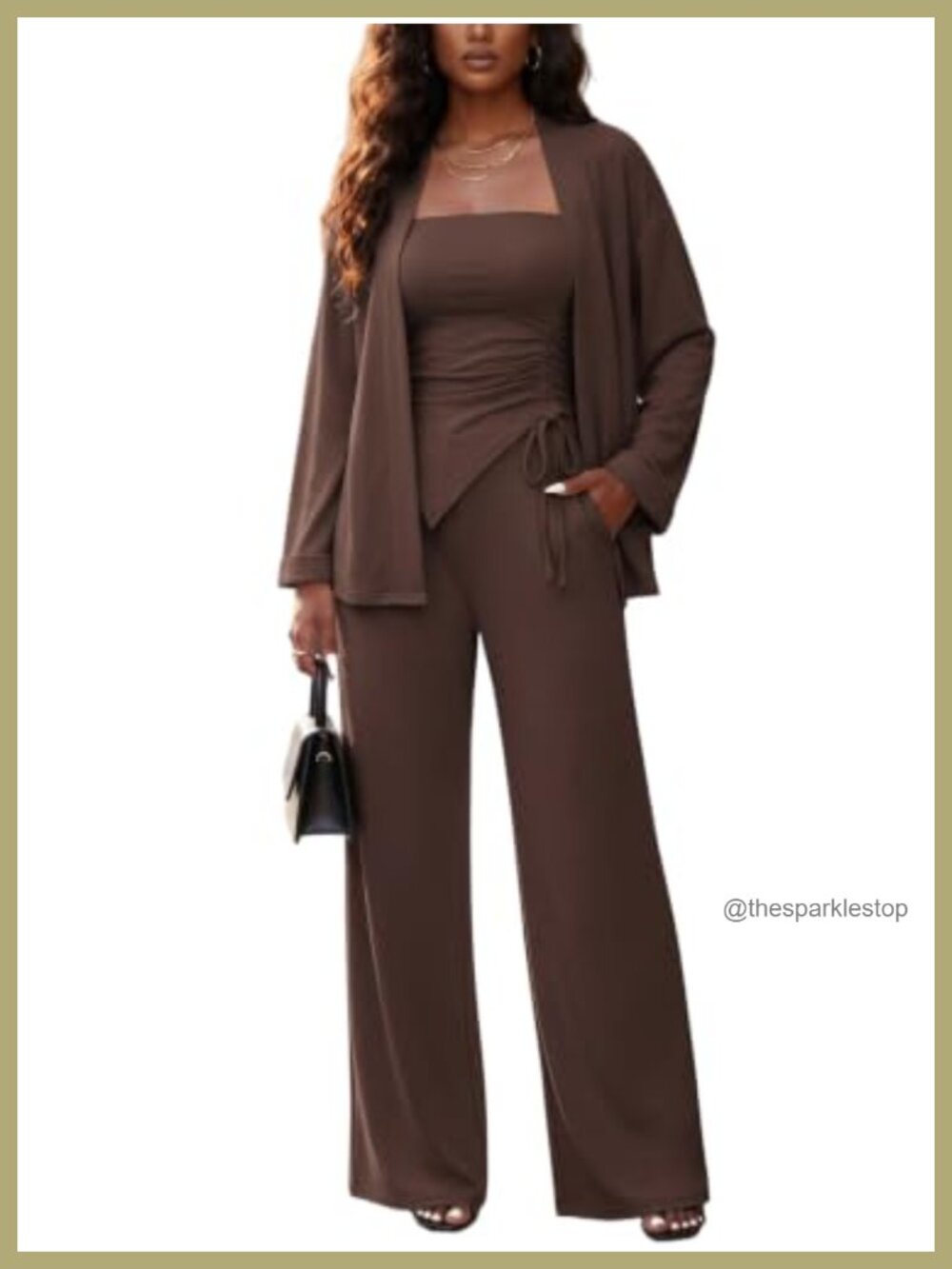 3 Piece Cardigan Pant Suit Set Women Business Casual Office Outfit